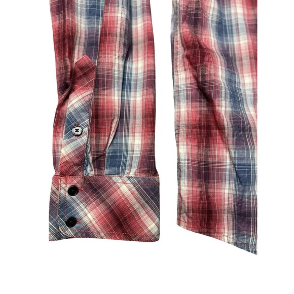Ariat Men’s Shirt Long Sleeve Adult XL TG Button Up Red Retro Fit Plaid WESTERN - Picture 4 of 9